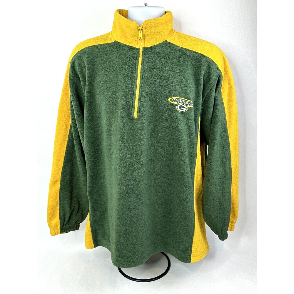 Vintage 90s Green Bay Packers NFL Fleece 1/4 Zip Adult Large Green Embroidered